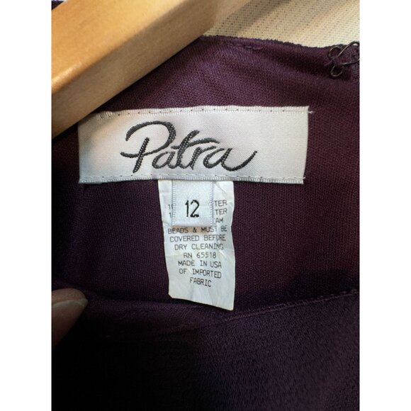 Patra Womens Tiered Chiffon Dress Size 12 Purple Beaded Evening Party Formal - Picture 2 of 15